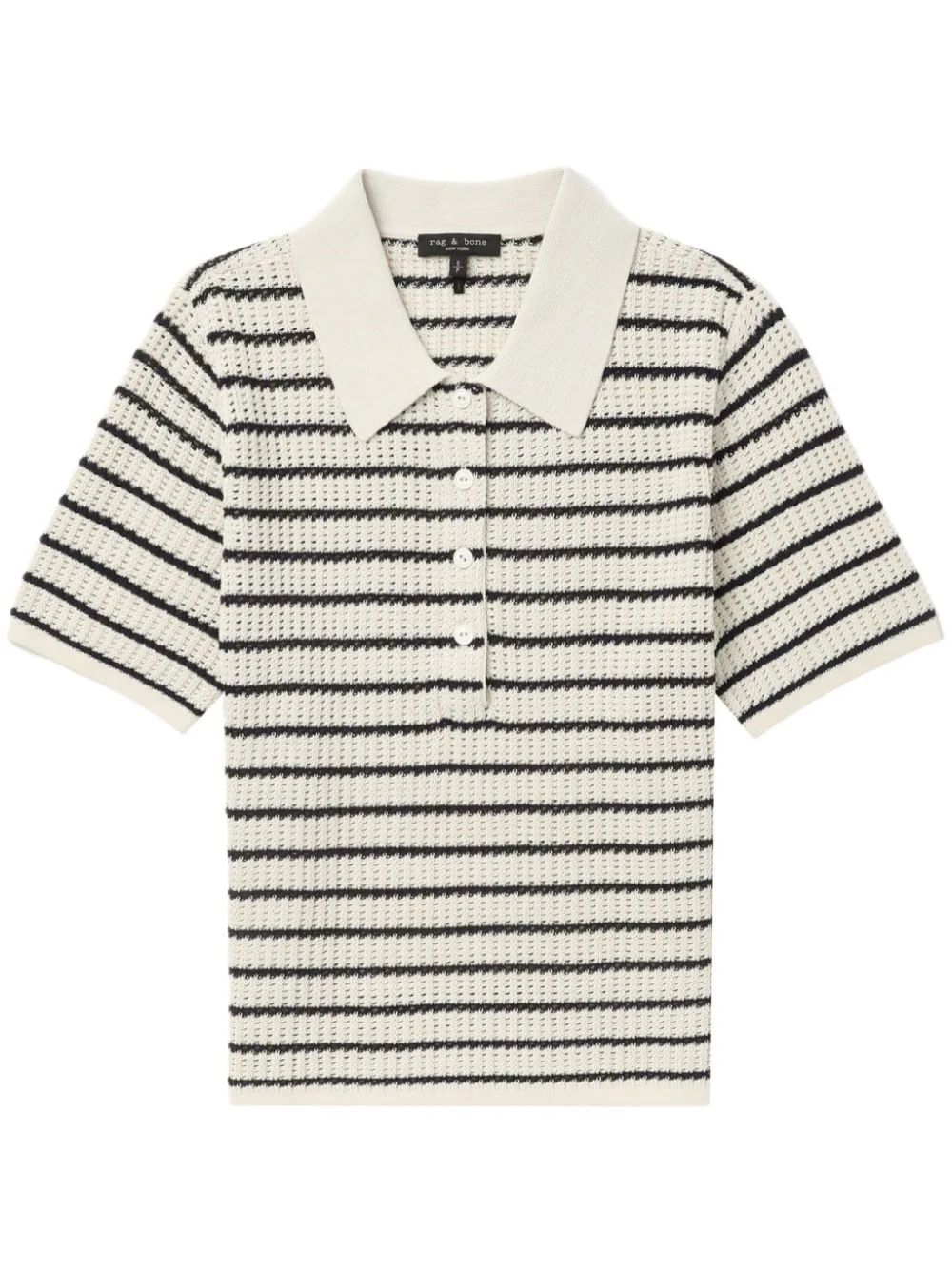 Rag & Bone pointelle-knit Striped Polo Top - Farfetch | Farfetch Global
