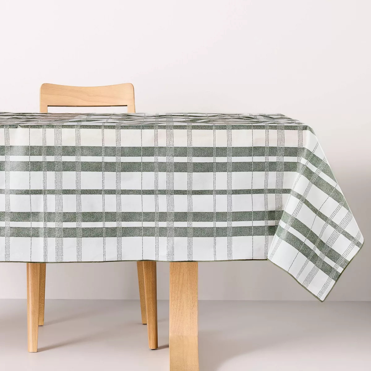 60"x84" Plaid Wipeable Rectangular Tablecloth White/Green - Hearth & Hand™ with Magnolia | Target