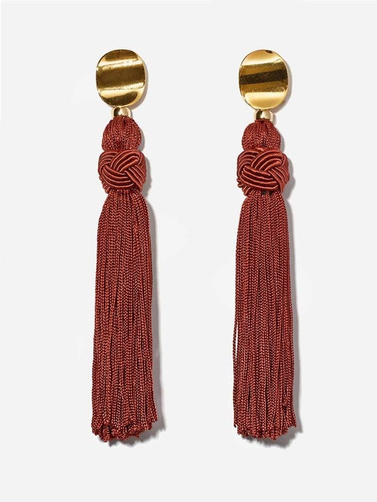 Gold-Top Rust Red Tassel Drop Earrings - Women Jewelry | Poshmark