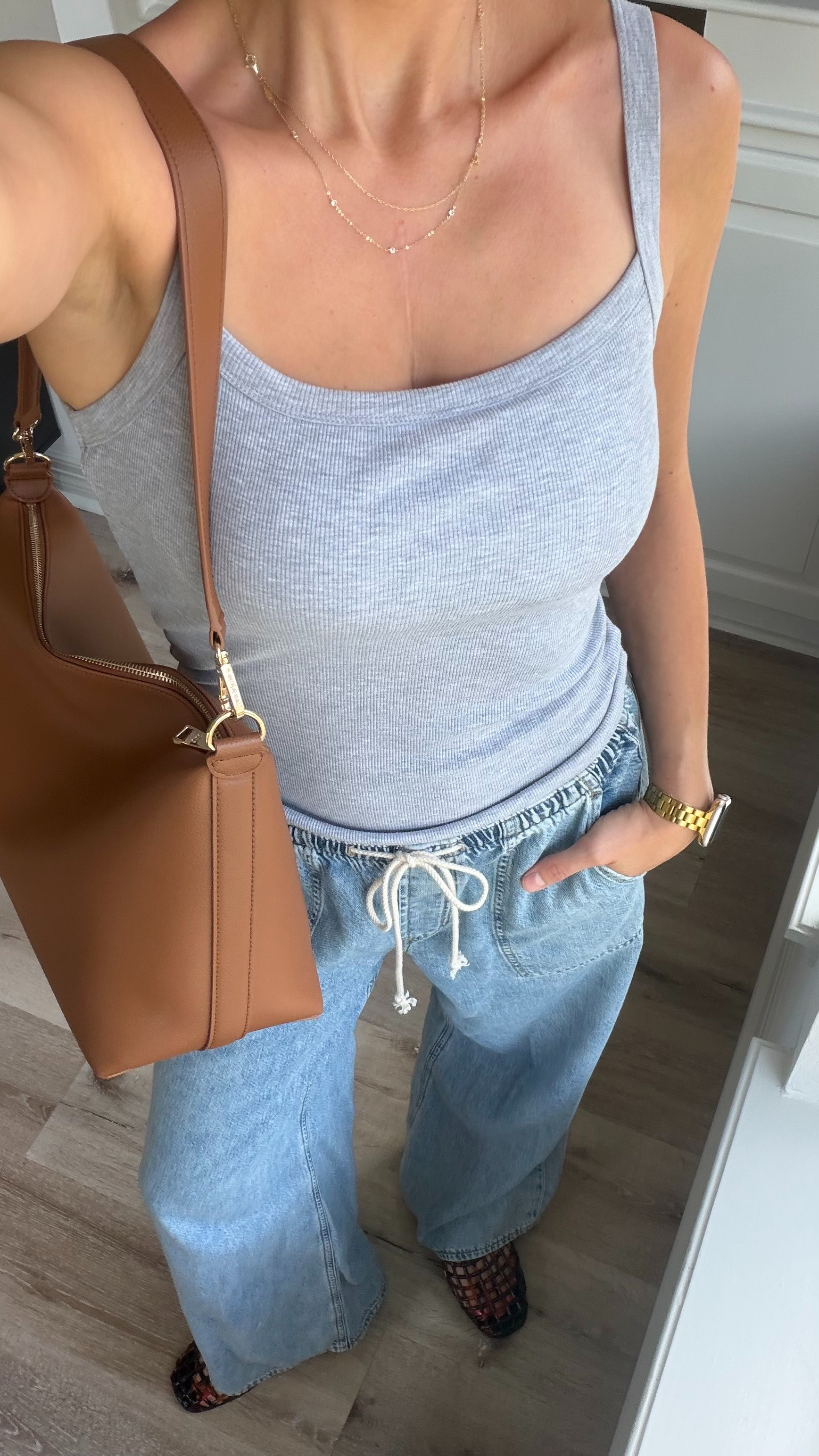 Cute, comfy summer mom outfit! Wearing S in bra tank and S in denim 

 #LTKootd