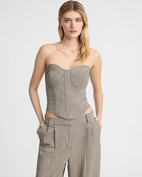 Textured Herringbone Strapless Corset Tube Top | Express