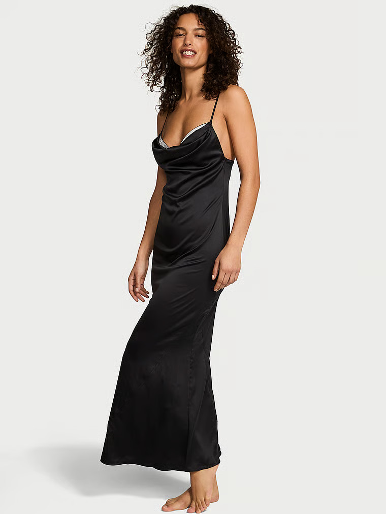 Buy Satin Sparkle Draped Maxi Slip, Black - Order Slips online - Victoria's Secret US | Victoria's Secret (US / CA )