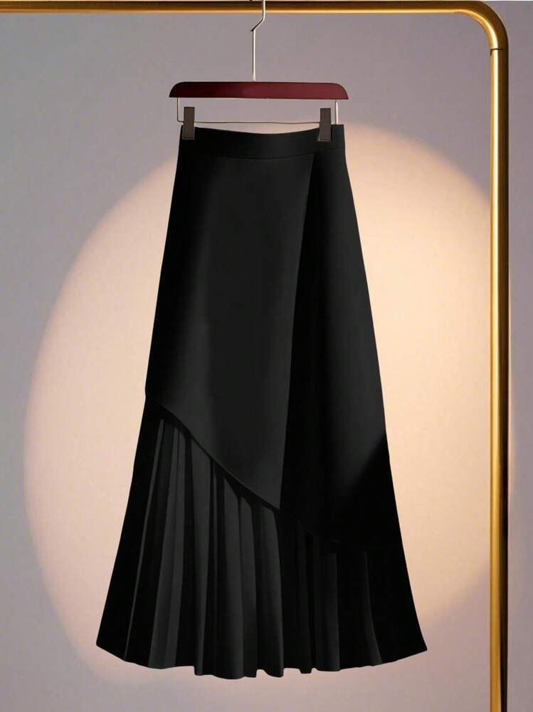 Franclia Damens Eleganter Luxuriöser Französischer Stil A-Linien Patchwork Gefalteter Weißer Mini-Rock, Frühling/Sommer | SHEIN