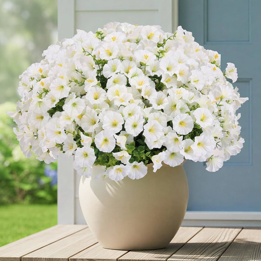 CEWOR 12 Bundles Artificial Flowers for Outdoor Indoor, Fake Silk Morning Glory with Eucalyptus L... | Amazon (US)