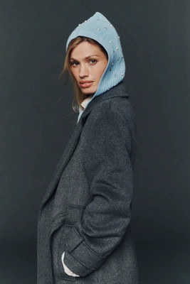 Flat White Rhinestone Embellished Knit Bonnet | Anthropologie (US)