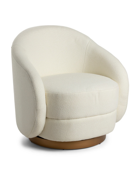 T Curved Back Boucle Swivel Chair | TJ Maxx