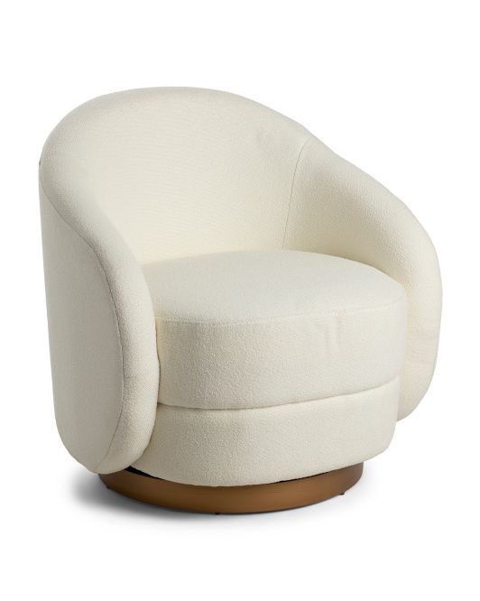 T Curved Back Boucle Swivel Chair | TJ Maxx