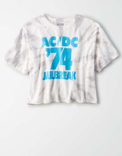 Tailgate Women's AC/DC Tie-Dye Cropped T-Shirt | American Eagle Outfitters (US & CA)