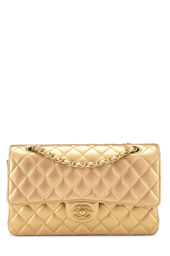 Pre-Owned Iridescent Gold Quilted Calfskin Classic Double Flap Medium Q6B48N3PD0000 | What Goes Around Comes Around