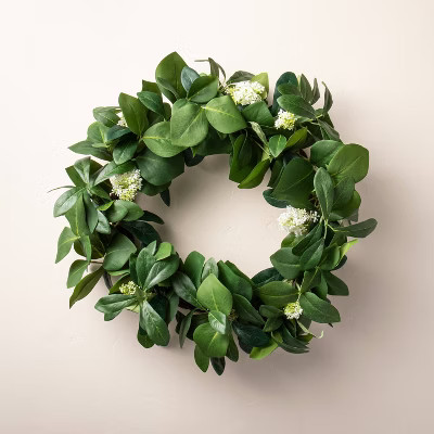 24" Faux Skimmia & Perilla Wreath - Hearth & Hand™ with Magnolia | Target