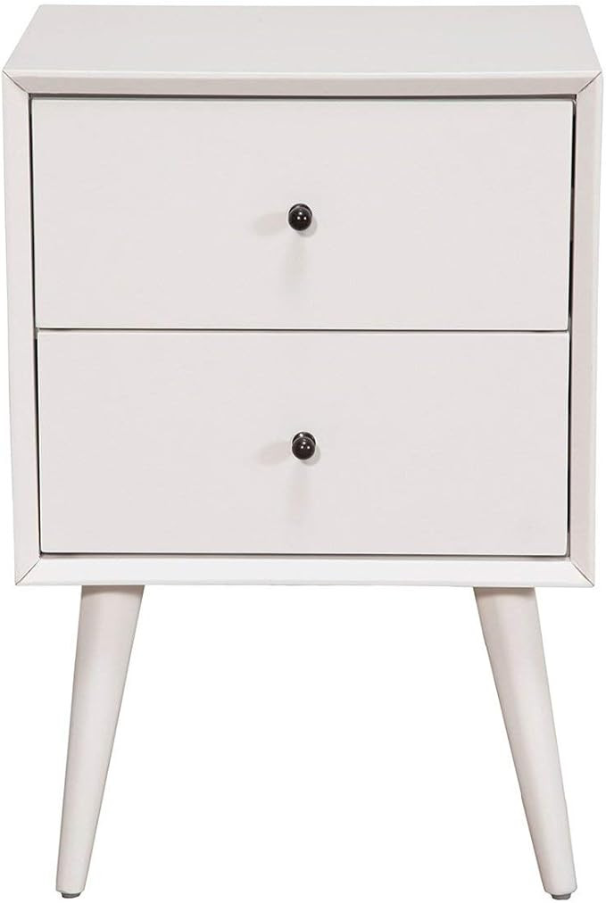 Alpine Furniture Flynn Mid Century Modern Nightstand, 18" W x 15" D x 26" H, White | Amazon (US)