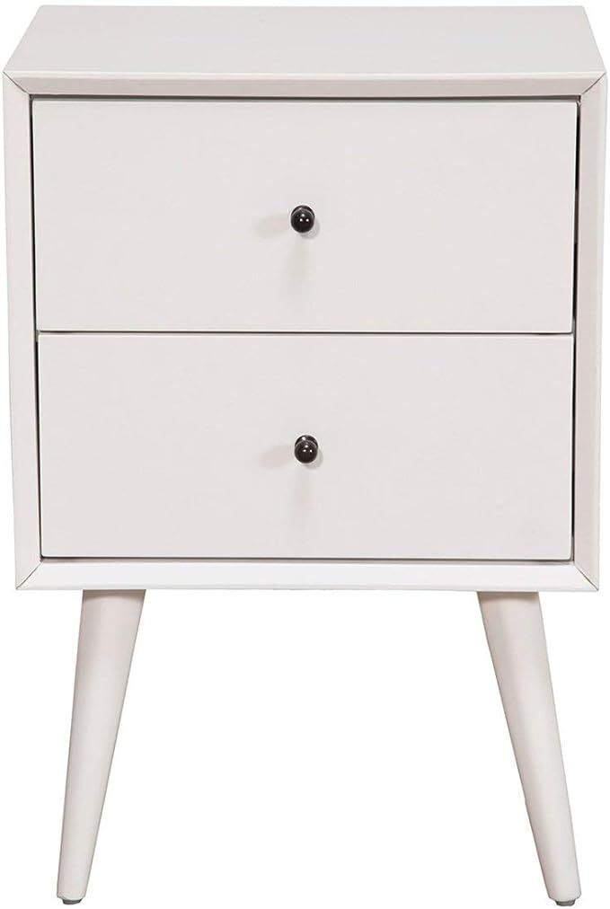 Alpine Furniture Flynn Mid Century Modern Nightstand, 18" W x 15" D x 26" H, White | Amazon (US)