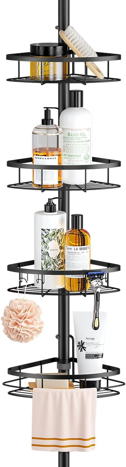 SEIRIONE Corner Shower Caddy Tension Pole,Rustproof Bathroom Shower Organizer Corner,Adjustable S... | Amazon (US)