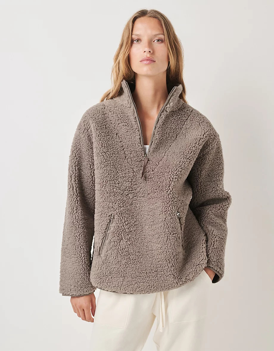Borg Half Zip Sweatshirt | The White Company UK & ROW