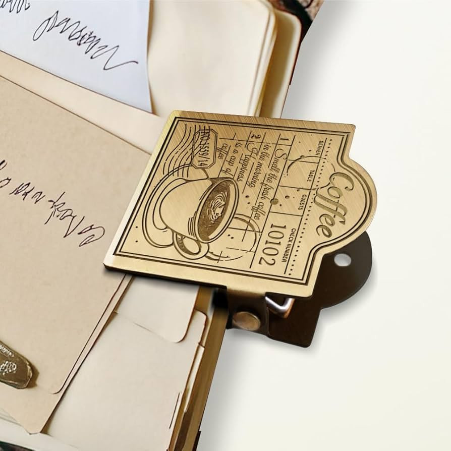 ANATTASOUL Journal Clip Vintage Coffee Metal Brass Clips, Decorative Heavy Duty Journal Page Hold... | Amazon (US)