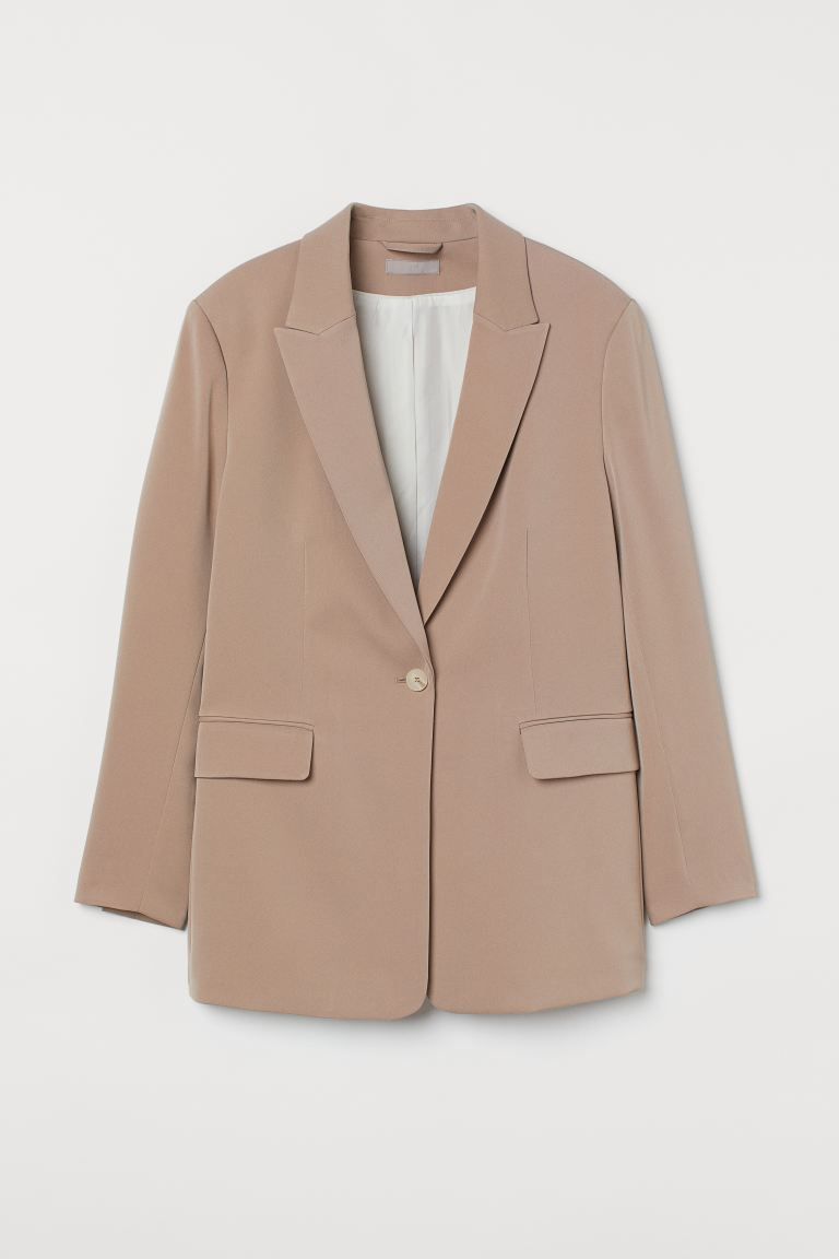 Relaxed-fit jacket in woven fabric with peak lapels and a single-button fastening at the front. J... | H&M (UK, MY, IN, SG, PH, TW, HK)