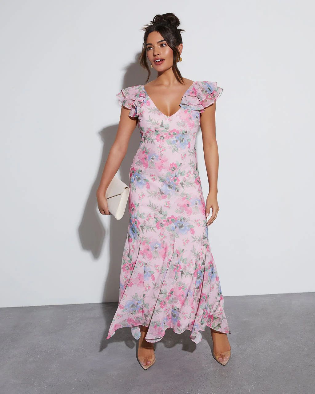 Orchard Floral Ruffle Sleeve Maxi Dress | VICI Collection