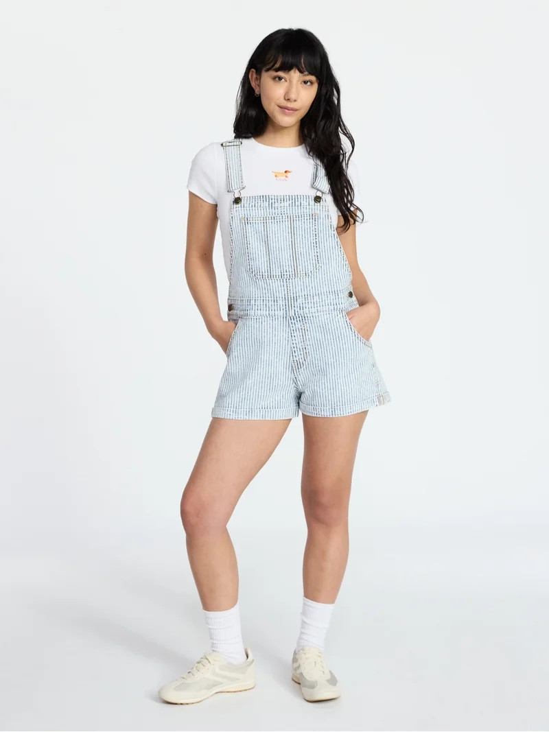 No Boundaries Denim Shortalls, 3" Inseam, Women's Sizes XXS-XXL | Walmart (US)