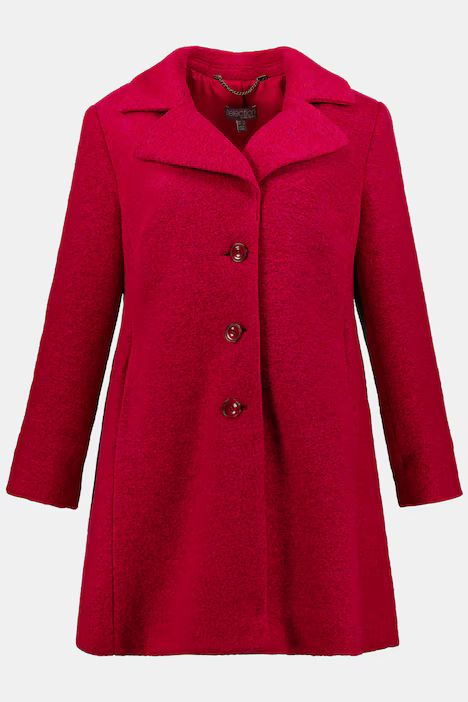 Notch Collar Button Front Lined Wool Blend Coat | Ulla Popken