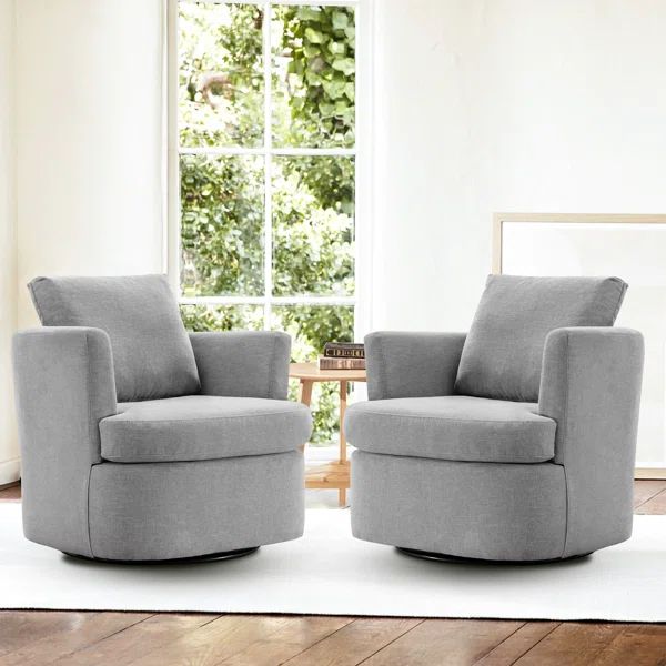 Blendia Upholstered Swivel Barrel Chair (Set of 2) | Wayfair North America