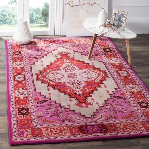 Safavieh Bellagio Handmade Bohemian Red Pink/ Ivory Wool Rug (5' x 8') | Bed Bath & Beyond