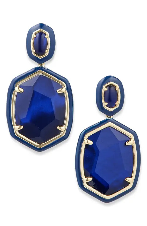 Kendra Scott Daphne Enamel Frame Drop Earrings in Gold Navy Mother Of Pearl at Nordstrom | Nordstrom