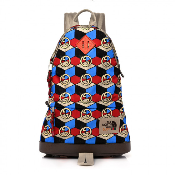 GUCCI X THE NORTH FACE Econyl Nylon Geometric Interlocking G Print Medium Backpack Multicolor | Fashionphile