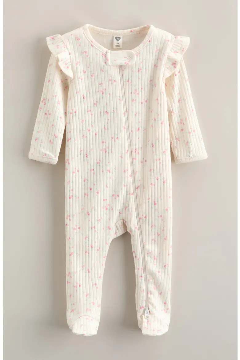 Ruffle Cotton Blend Rib Footie (Women) | Nordstrom | Nordstrom