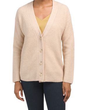 Wool Blend Shaker Ribbed V-neck Cardigan | Marshalls