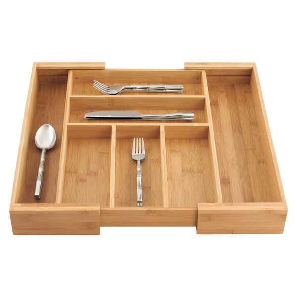 Expandable Bamboo Silverware Tray | The Container Store