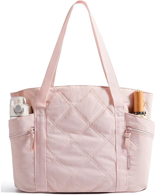 BAGSMART Crush Tote Bag for Women, 20L Puffer Work Tote with Zipper, Travel Essentials Quilted Nu... | Amazon (US)