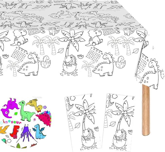 2 Pcs Dinosaur Coloring Paper Table cloth for Kids, Giant Kids Coloring Poster Table Tablecloth C... | Amazon (US)
