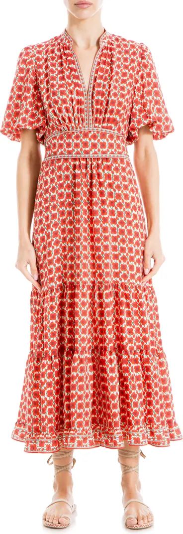 Paisley Puff Sleeve Tiered Maxi Dress | Nordstrom Rack