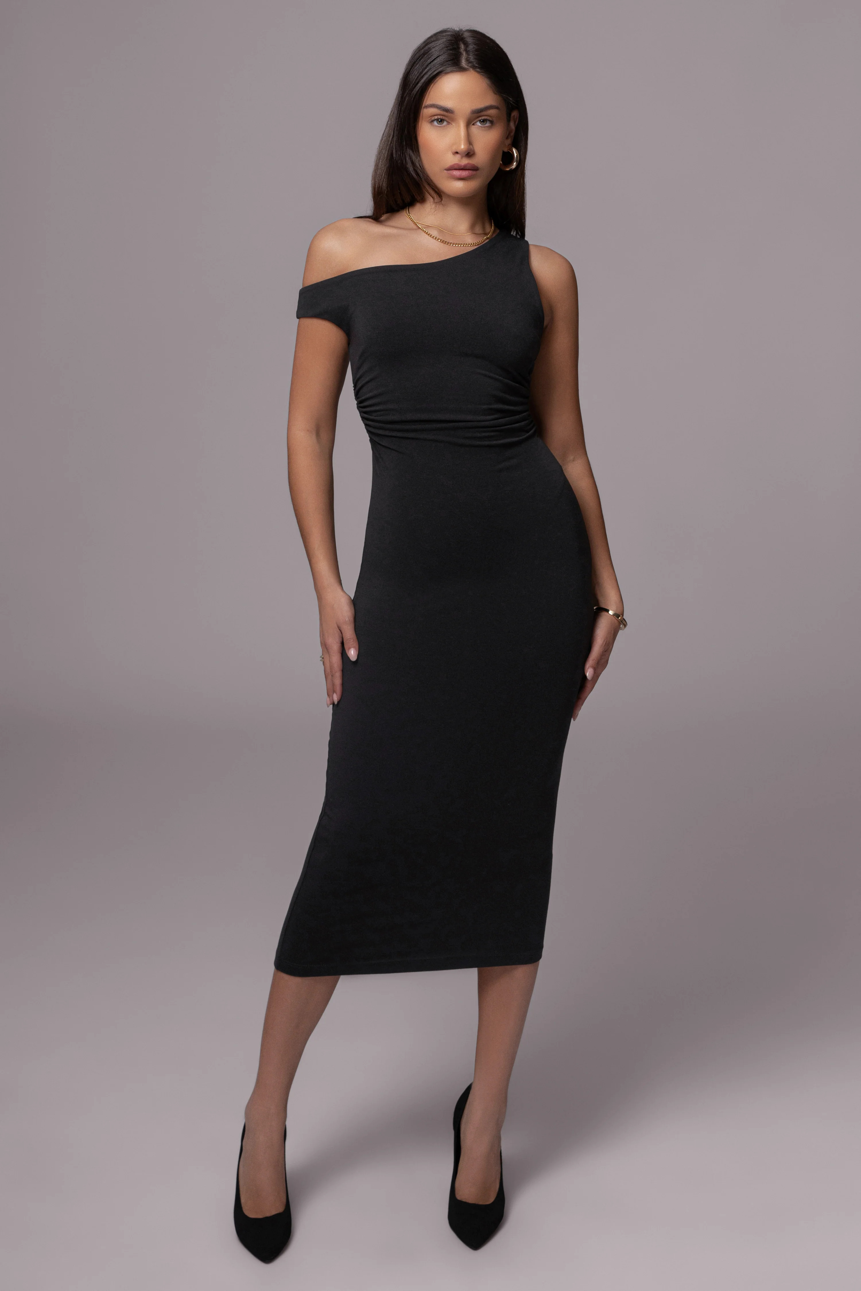 Black Raegan Off Shoulder Dress | JLUXLABEL