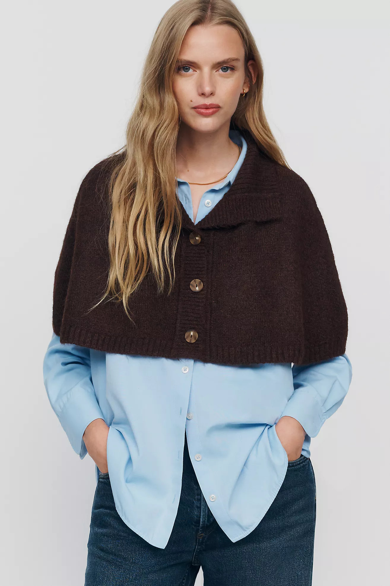 By Anthropologie Cropped Funnel-Neck Poncho | Anthropologie (US)