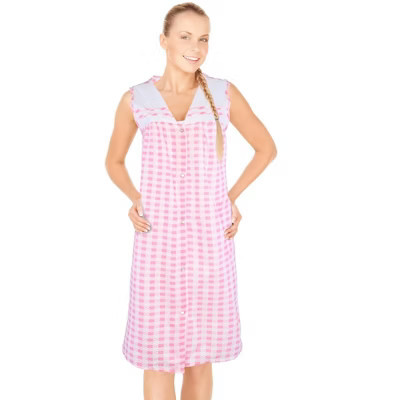 JEFFRICO House Dresses for Women with Pockets - Lightweight Breathable Sleeveless Muumuu & Nightgowns - Snap Front Housecoat and Dusters Pink, M | Target