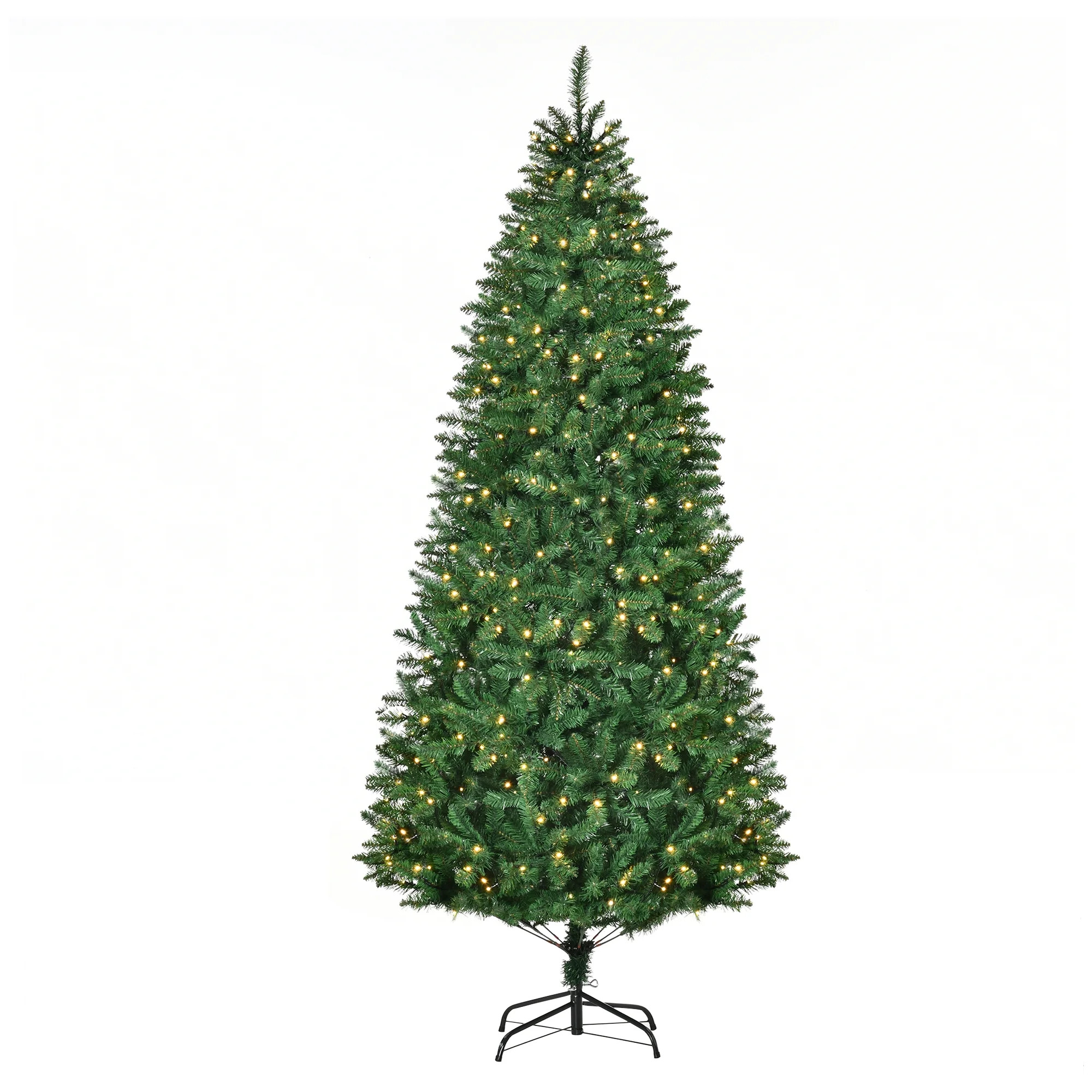 HOMCOM 7.5' Pre-Lit Artificial Christmas Holiday Indoor PVC Tree w/ Stand & LED - Walmart.com | Walmart (US)