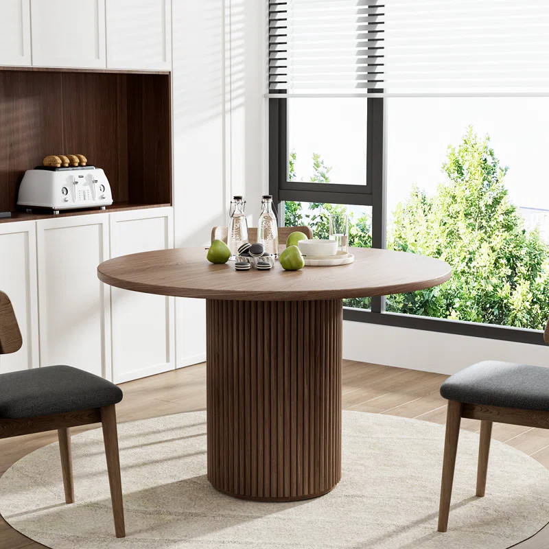 Latitude Run® Pedestal Elegant Wood Texture Round Dining Table & Reviews | Wayfair | Wayfair North America