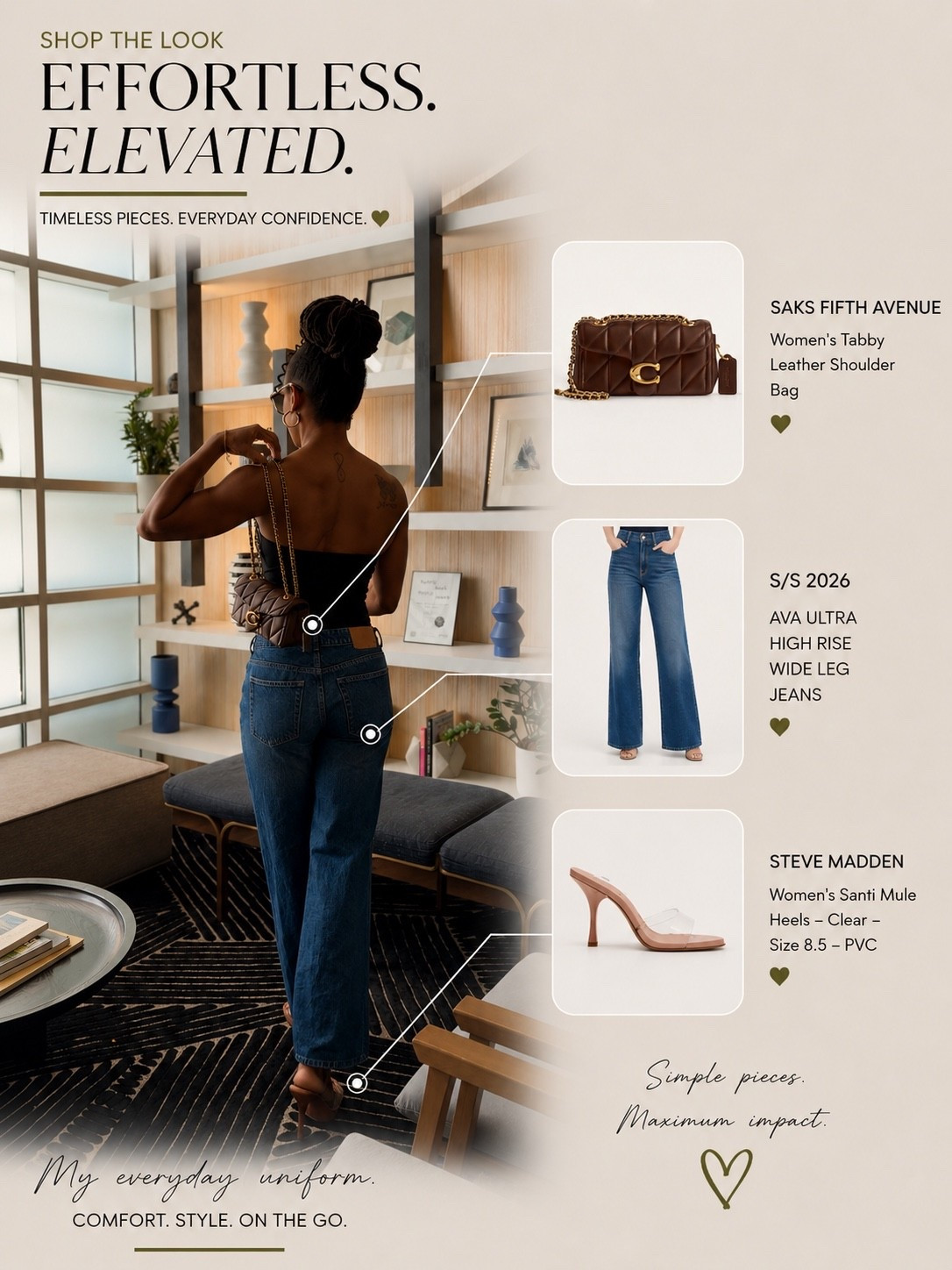quiet luxury on a realistic budget ☕️✨
linked my favorite wide leg denim, clear heels, and the coach tabby that pulls everything together. this look feels effortless but still elevated — my favorite kind of outfit lately. 

#LTKStyle #QuietLuxury #CoachTabby #WideLegJeans #BlackGirlLuxury #NeutralStyle #EverydayLuxury #SoftLifeStyle #FashionFinds #ElevatedBasics

#LTKootd