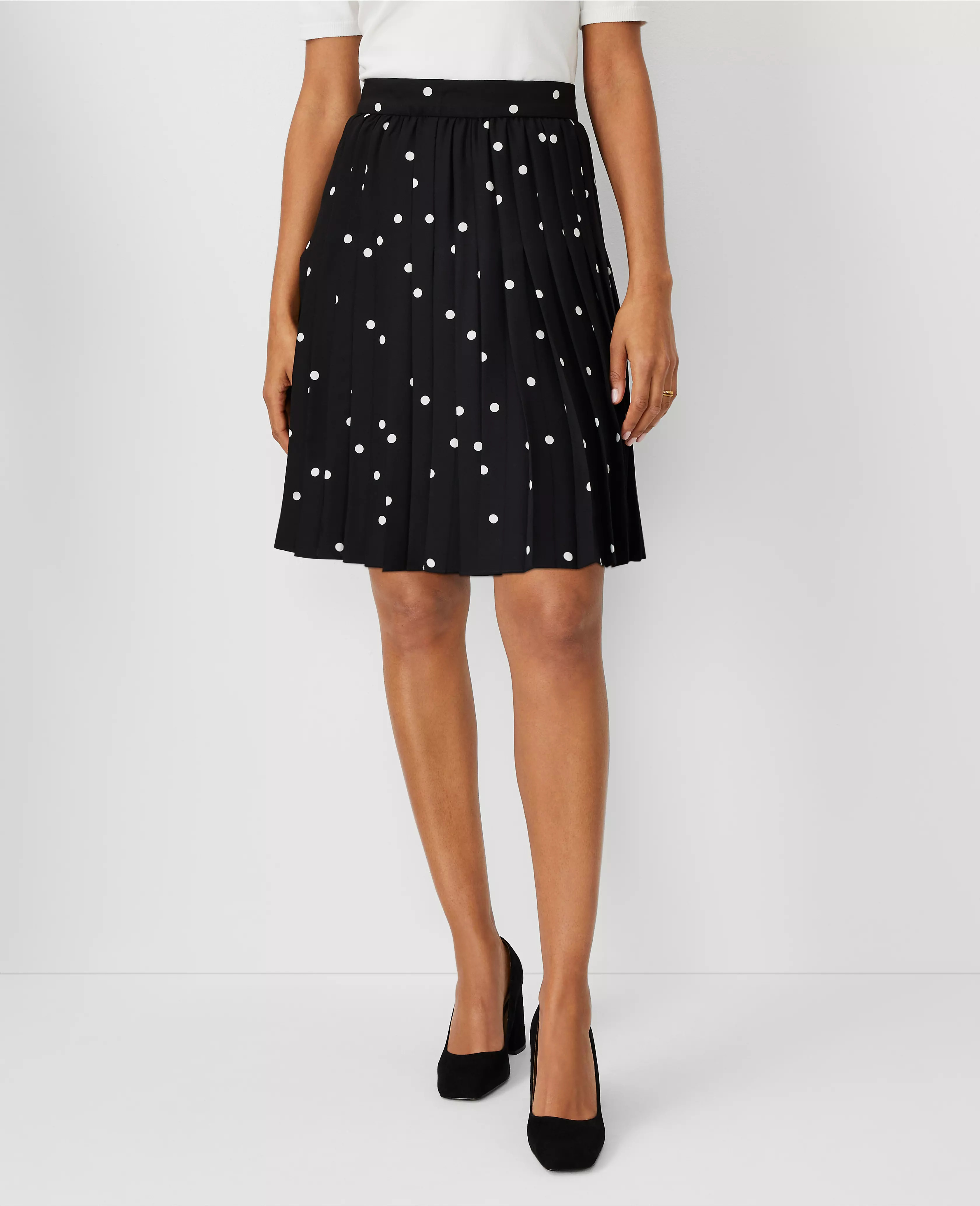Dotted Pleated Skirt | Ann Taylor