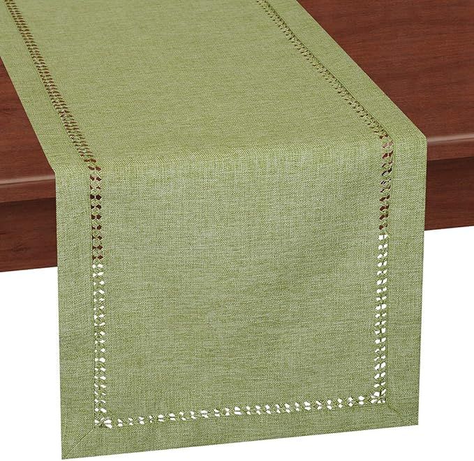 Grelucgo Handcrafted Solid Color Dining Table Runner, Dresser Scarf, Double-Hemstitched (Sage Gre... | Amazon (UK)