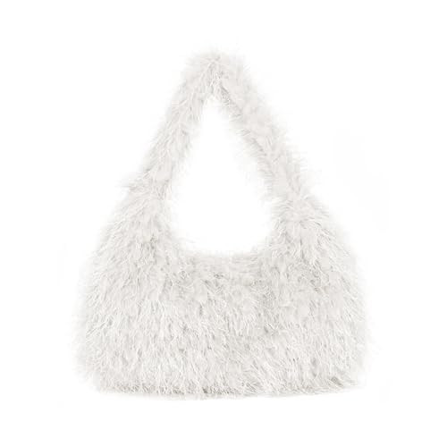 Fecialy Fluffy Purses for Women Cute Fuzzy Tote Handbag Plush Y2K Hobo Shoulder Bag Faux Fur Clutch Bag | Amazon (US)
