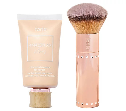 tarte Amazonian Clay 16hr Foundation with Special Edition Brush - QVC.com | QVC