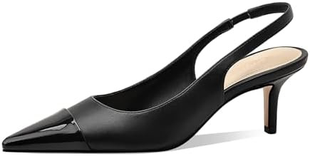 Women's Kitten Heel Slingback Pointed Closed Toe Pumps Dress Shoes for Women Low Stiletto Heels f... | Amazon (US)