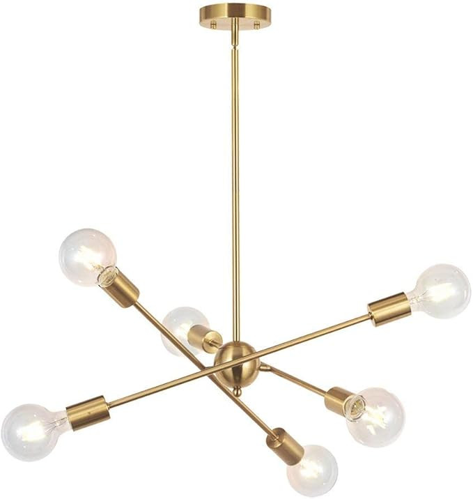 BONLICHT Modern Sputnik Chandelier Lighting 6 Lights Brushed Brass Chandelier Mid Century Pendant... | Amazon (US)