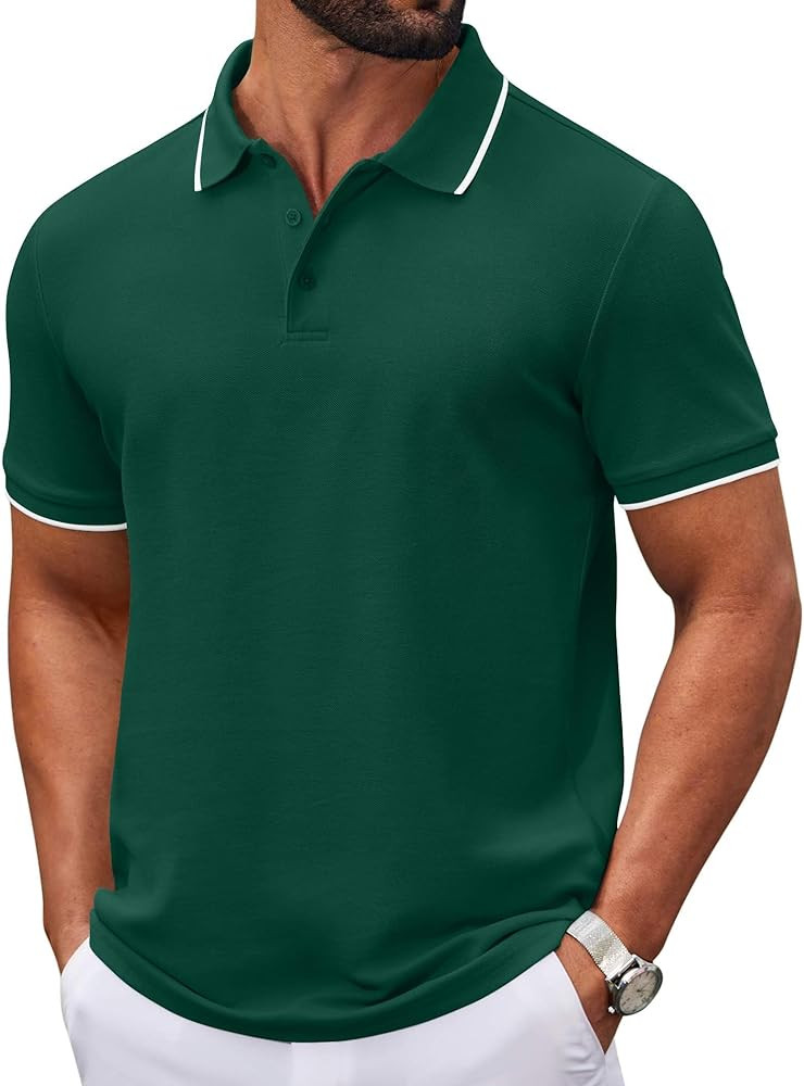 COOFANDY Men's Polo Shirts Classic Short Sleeve Polo T Shirts Cotton Pique Casual Summer Fashion ... | Amazon (US)
