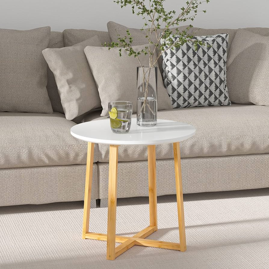 Side Table for Living Room End Table - for Sofa and Bedside Nightstand Round Coffee Table with St... | Amazon (US)