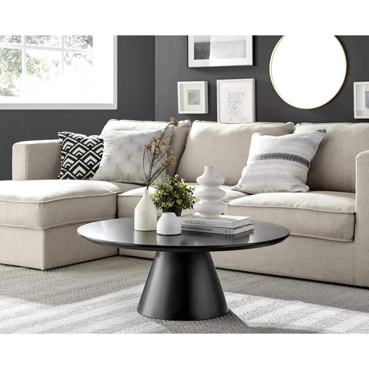 Palm Luxury Pedestal Round Coffee Table | Wayfair North America