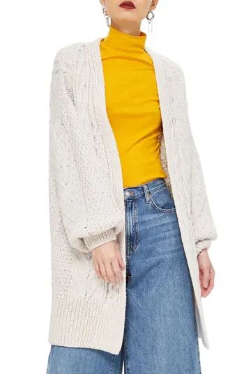 Women's Topshop Long Open Front Cardi, Size 2 US (fits like 0) - Ivory | Nordstrom