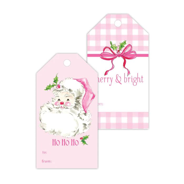 Pink Santa Gift Tags | Rosanne Beck Collections